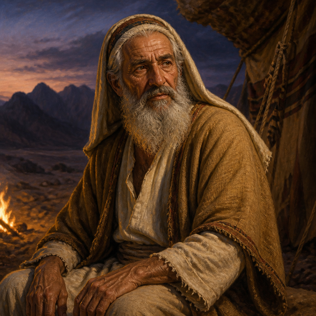 Oil-painting style portrait of Hori, Father of Shaphat, Father of Shaphat the spy from the tribe of Simeon
