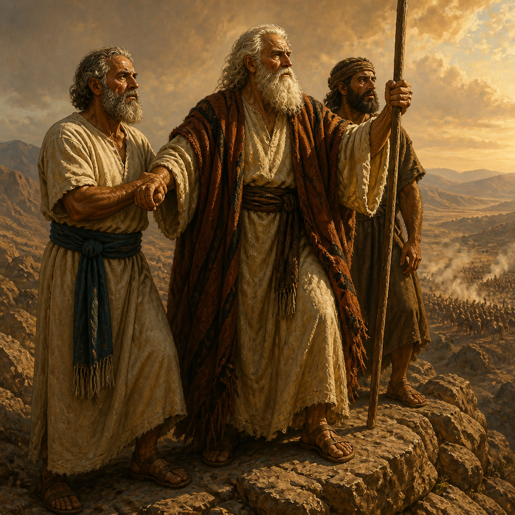Oil-painting style scene of Hur of the Tribe of Judah, figures from the Bible