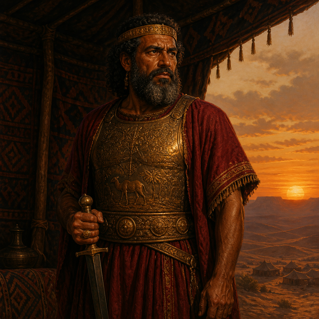 Oil-painting style portrait of Hur, King of Midian, King of Midian who was slain during the Israelite wilderness campaign