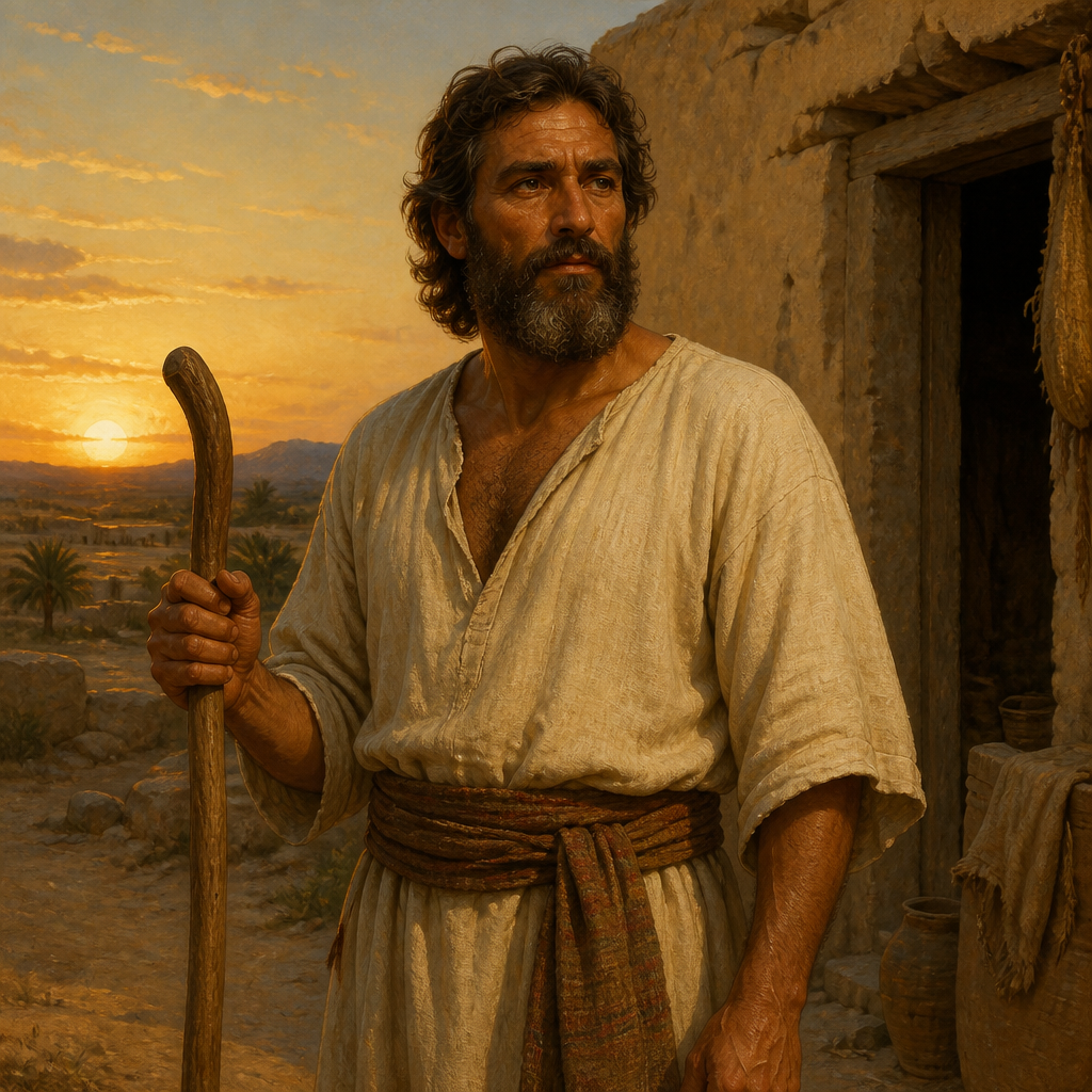 Oil-painting style portrait of Husband of Hammolecheth, Manasseh tribal member and father of the Abiezrite line