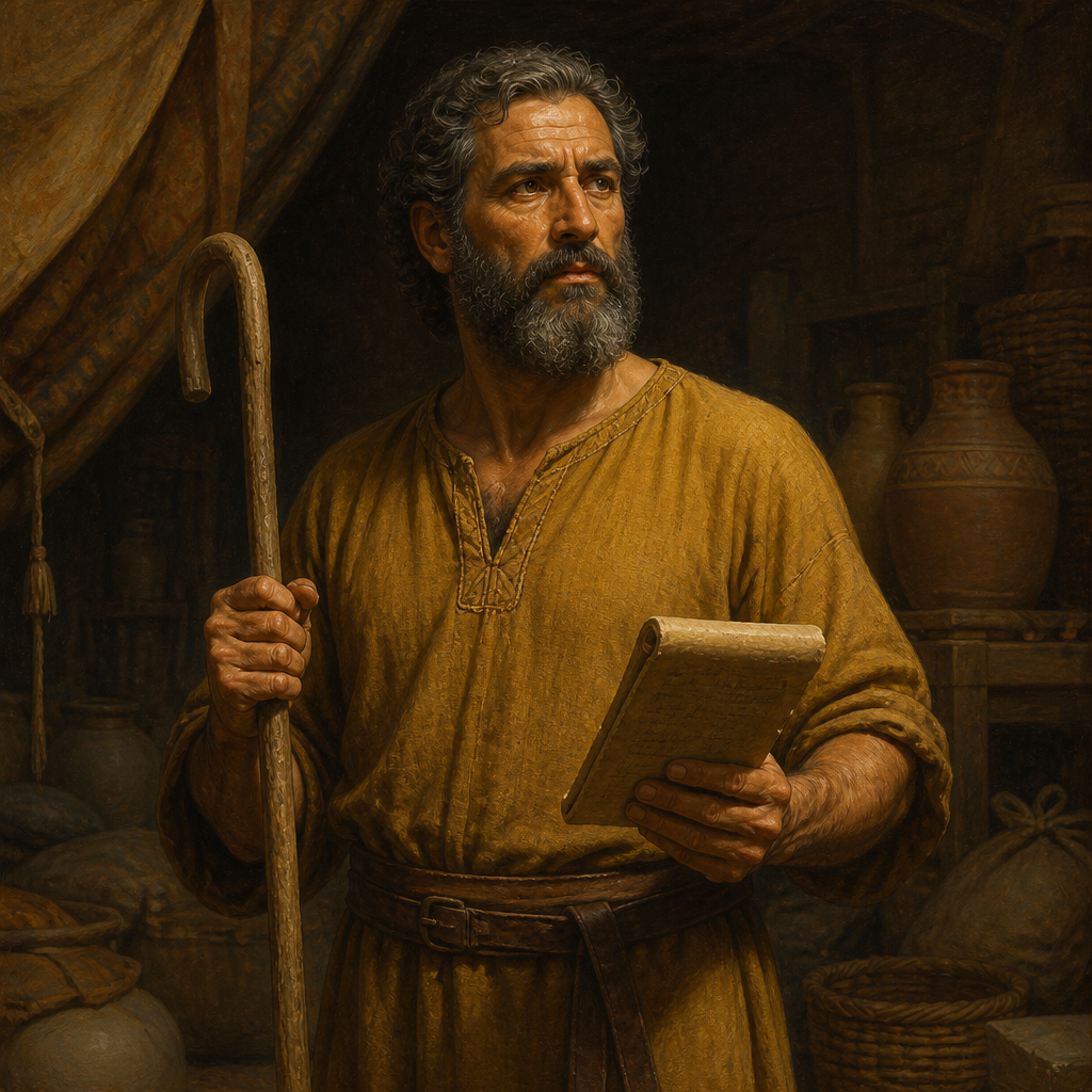 Oil-painting style portrait of Jashub, Son of Issachar, Son of Issachar and founder of the Jashubite clan