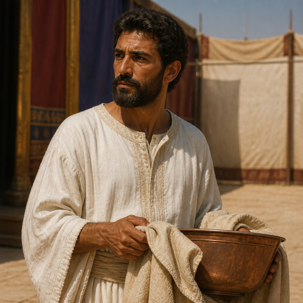 Oil-painting style portrait of Jeush, Levite of the Egypt and Wilderness Era, Levite whose family was merged with his brother Beriah's due to having few descendants