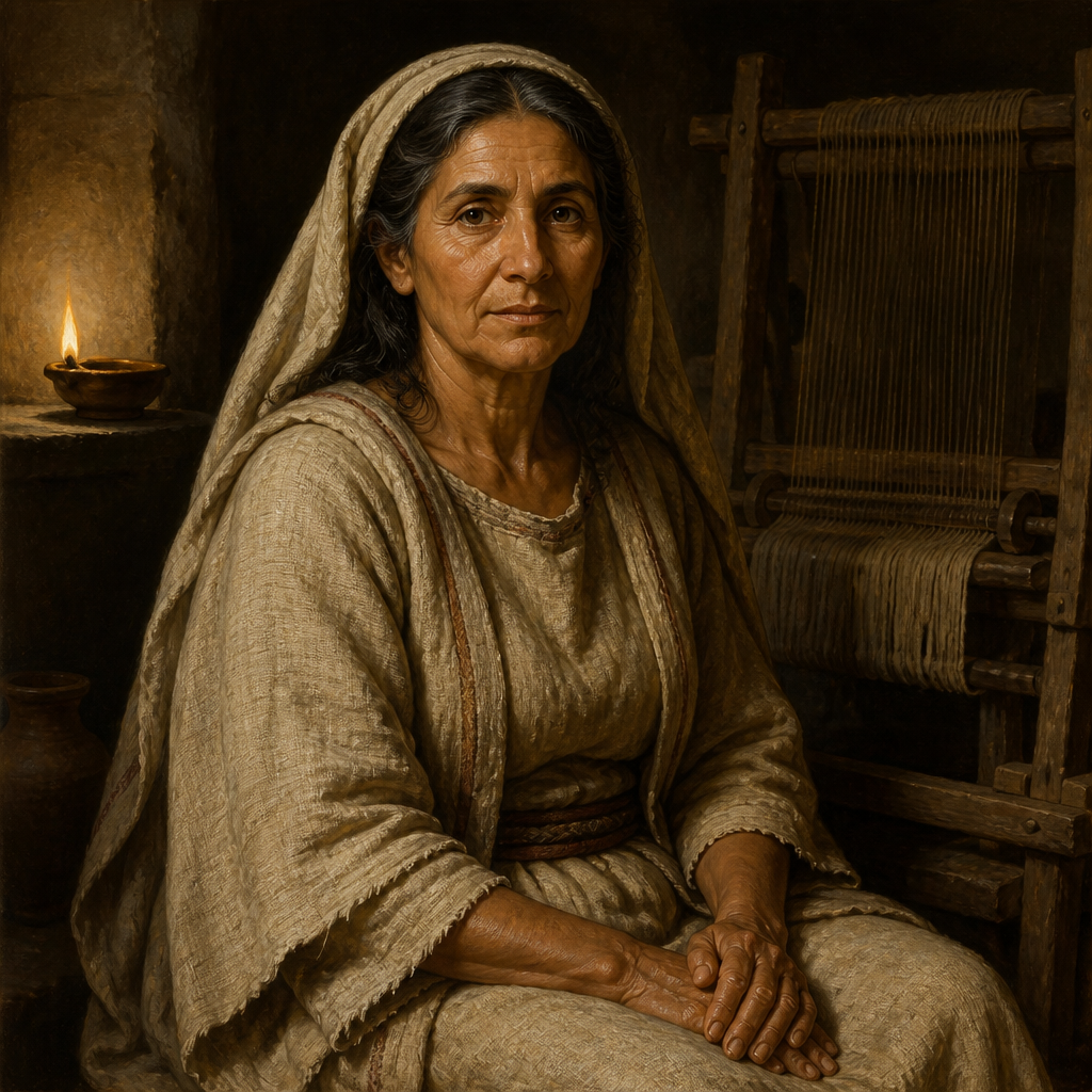 Oil-painting style portrait of Jochebed, Mother of Moses, Aaron, and Miriam