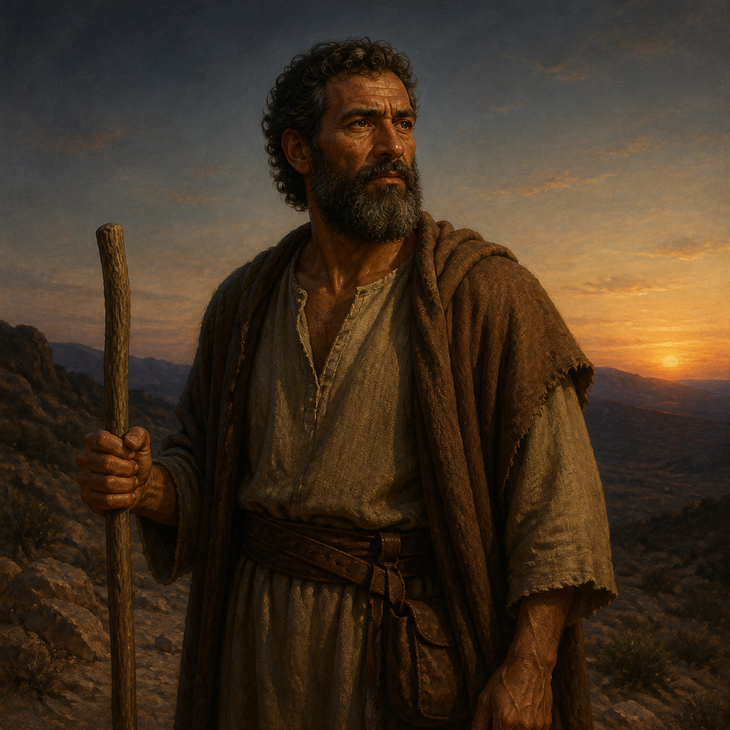 Oil-painting style portrait of Kenaz, Brother of Caleb, Brother of Caleb and father of Othniel the first judge of Israel
