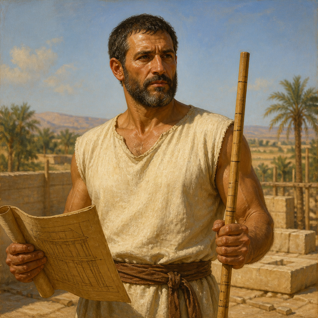 Oil-painting style portrait of Libni, Son of Mahli, Levite descendant of Merari mentioned in the genealogies of the chronicler