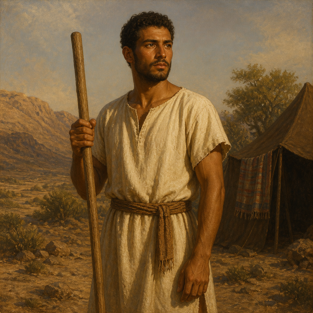 Oil-painting style portrait of Likhi, Son of Shemida and member of the tribe of Manasseh