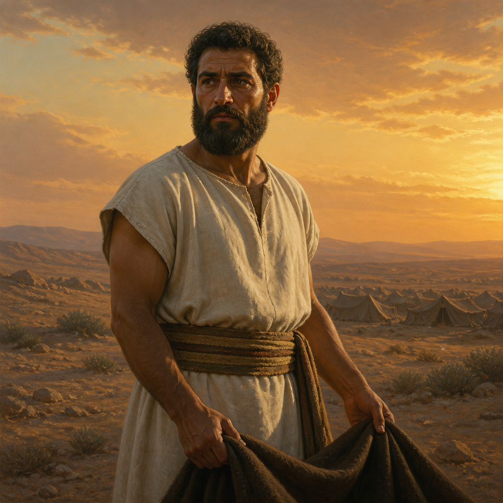 Oil-painting style portrait of Mishael, Son of Uzziel, Levite cousin of Aaron who removed the bodies of Nadab and Abihu from the sanctuary