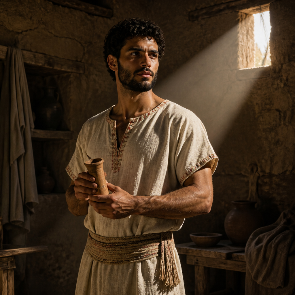 Oil-painting style portrait of Nepheg, Son of Izhar, Levite son of Izhar mentioned in the genealogies of the Exodus