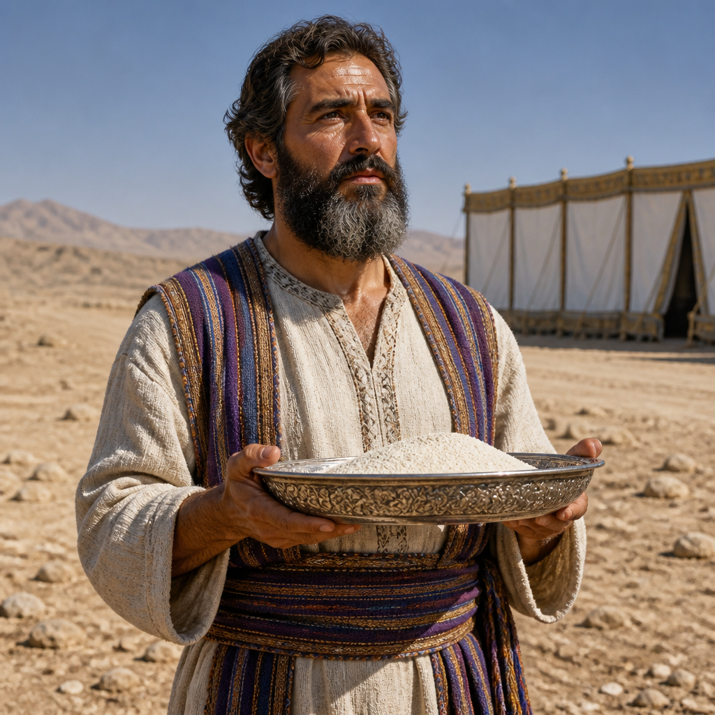 Oil-painting style portrait of Nethanel, Leader of Issachar, Leader of the tribe of Issachar who presented the second offering at the dedication of the Tabernacle