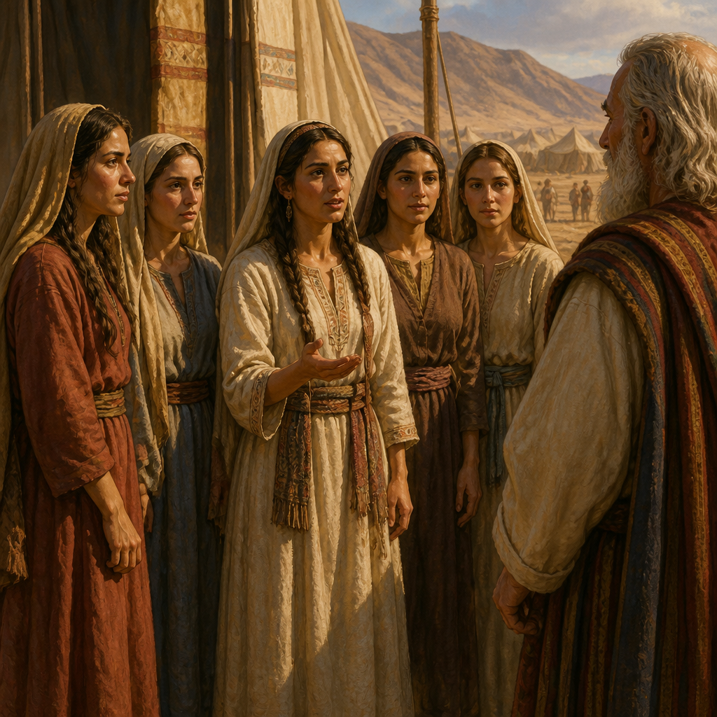 Oil-painting style portrait of Noah, Daughter of Zelophehad, Daughter of Zelophehad who petitioned Moses for inheritance rights