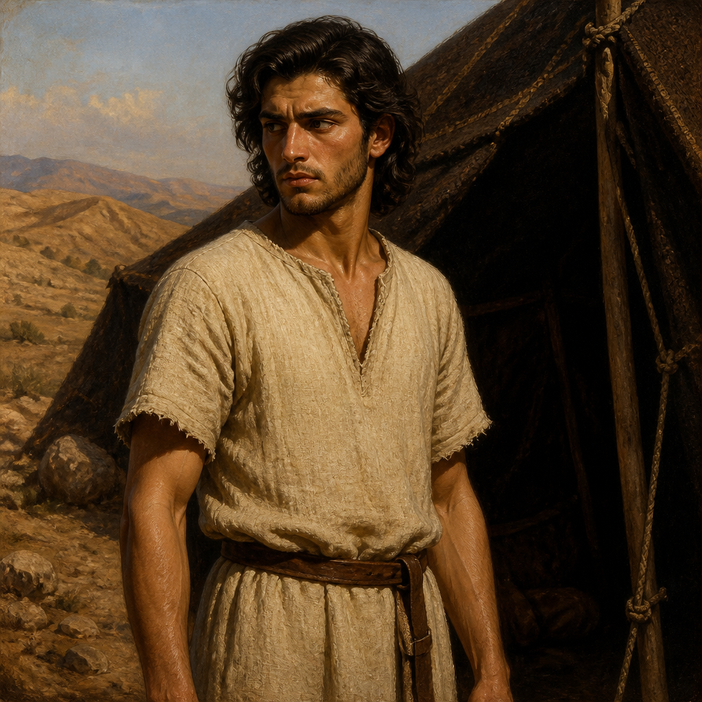 Oil-painting style portrait of Onan, Son of Judah who was struck down for refusing to raise an heir for his brother