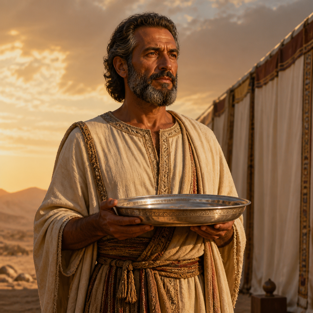 Oil-painting style portrait of Pagiel, Prince of the tribe of Asher who assisted Moses during the wilderness census