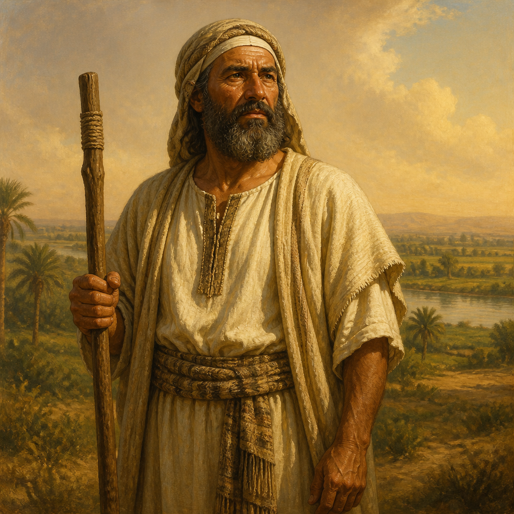Oil-painting style portrait of Pallu, Son of Reuben and founder of the Palluite clan