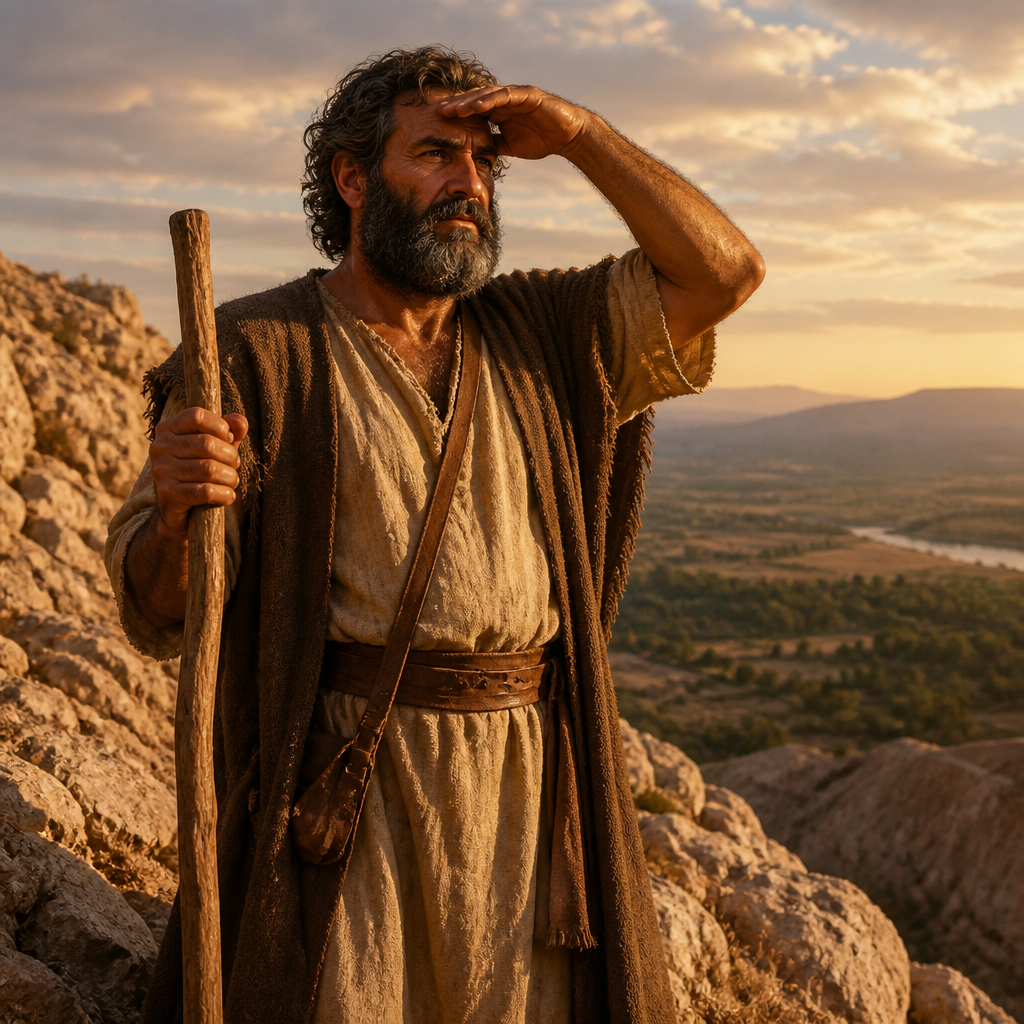 Oil-painting style portrait of Palti, son of Raphu, Benjamite leader chosen as one of the twelve spies sent by Moses to scout the land of Canaan