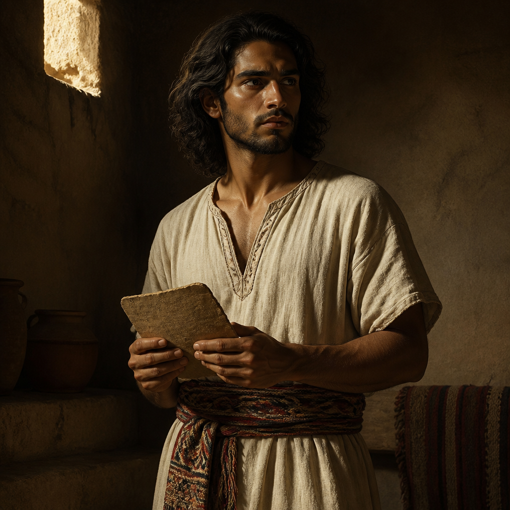Oil-painting style portrait of Peresh, Son of Machir and Maacah who appears in the genealogy of the tribe of Manasseh