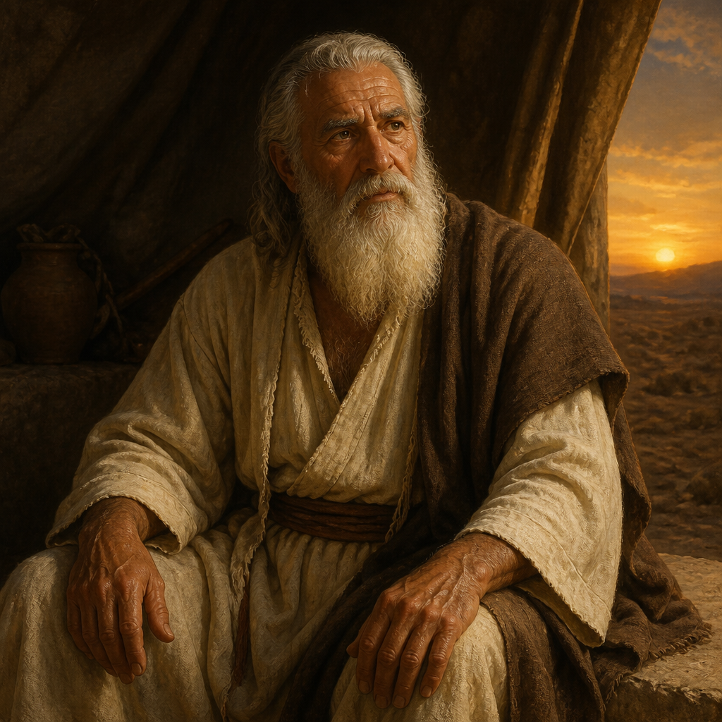 Oil-painting style portrait of Putiel, Grandfather of the High Priest Phinehas