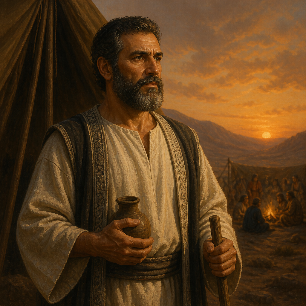Oil-painting style portrait of Rehabiah, Grandson of Moses whose descendants were exceptionally numerous