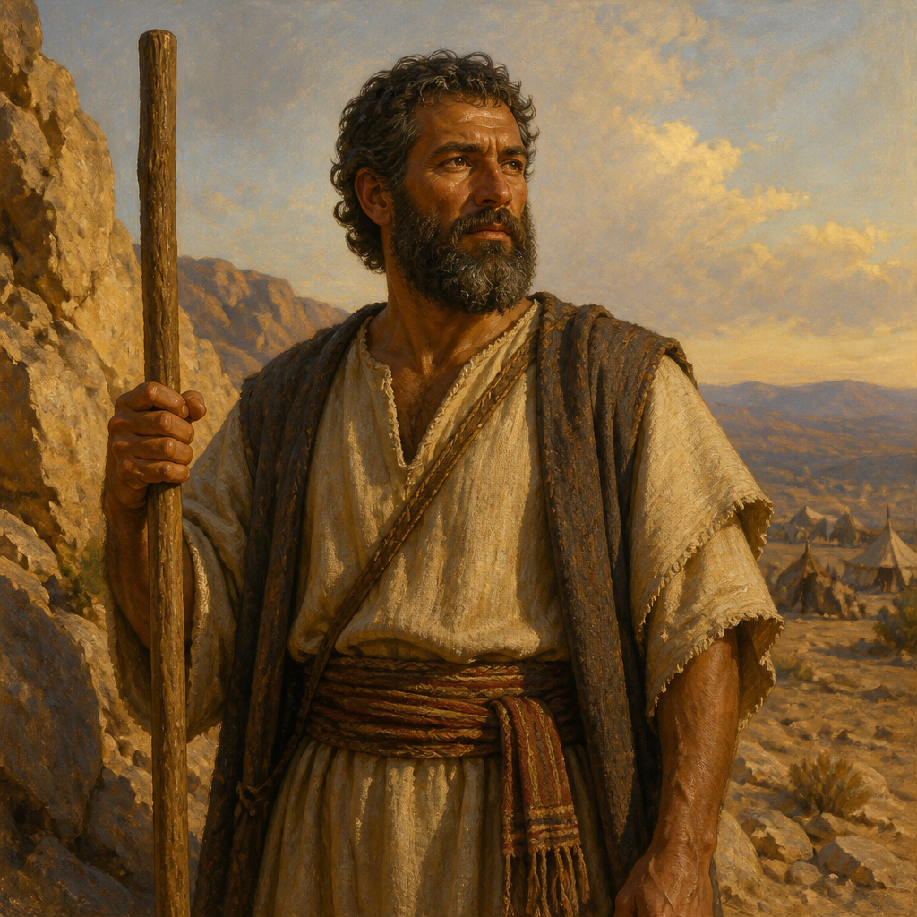 Oil-painting style portrait of Shaaph, Son of Caleb, Patriarchal father of the inhabitants of Madmannah