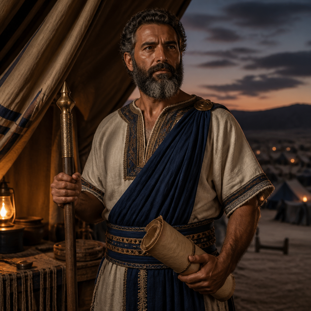 Oil-painting style portrait of Shechem, Son of Gilead, Clan leader and descendant of Manasseh who founded the Shechemite clan during the Wilderness era