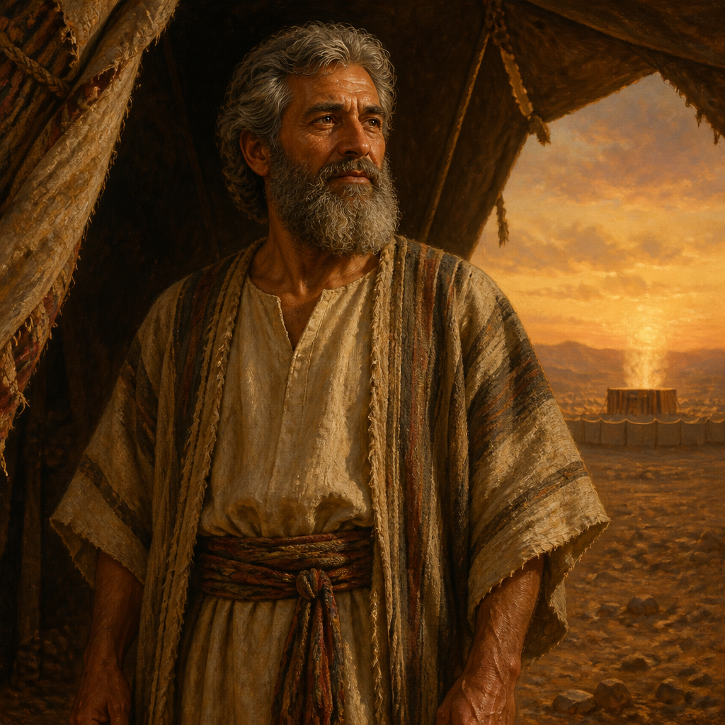 Oil-painting style portrait of Shedeur, Father of Elizur, the tribal leader of Reuben during the Exodus