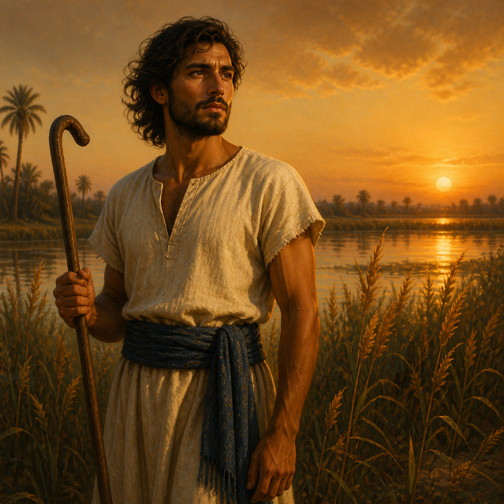 Oil-painting style portrait of Shillem, Son of Naphtali and founder of the Shillemite clan
