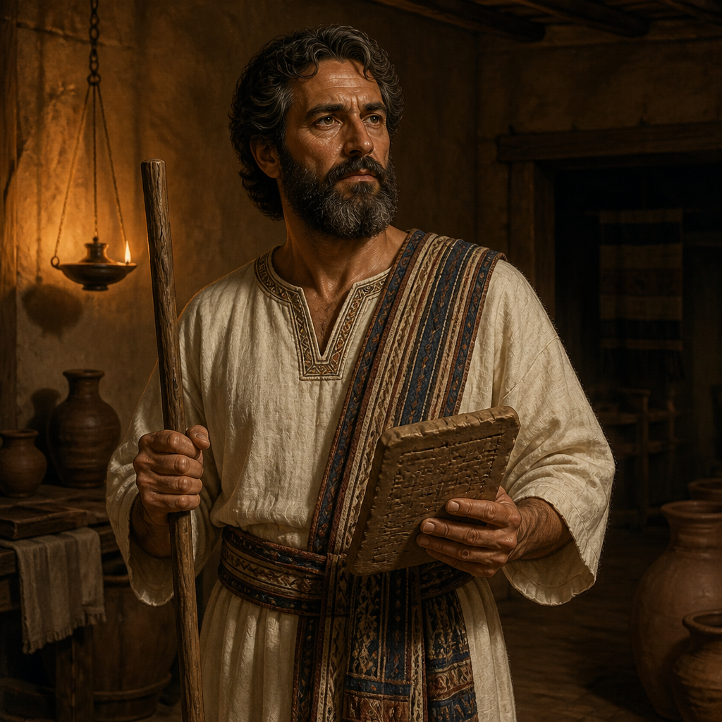 Oil-painting style portrait of Shuthelah, Son of Ephraim, Son of Ephraim and founder of the Shuthelahite clan