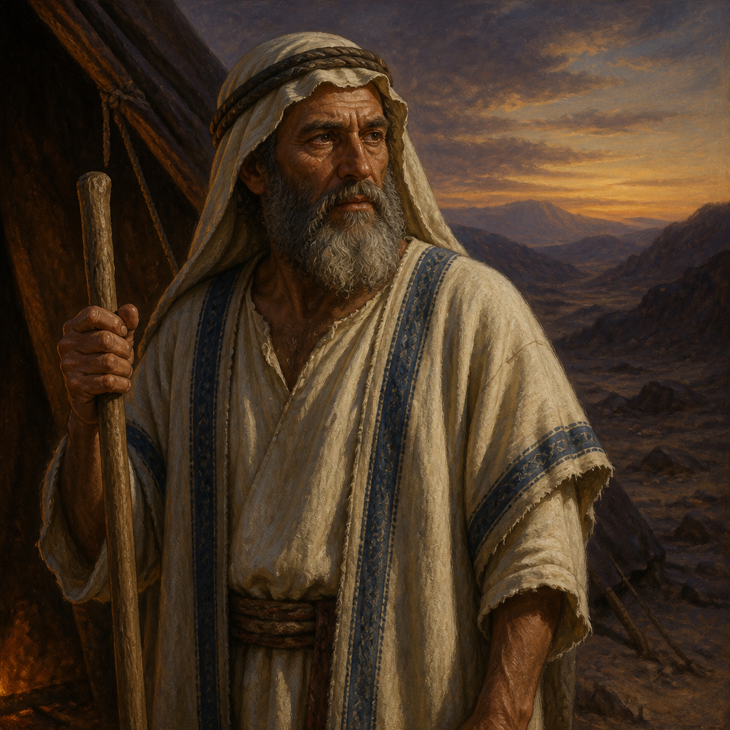 Oil-painting style portrait of Sodi, Father of Gaddiel the spy from the tribe of Zebulun