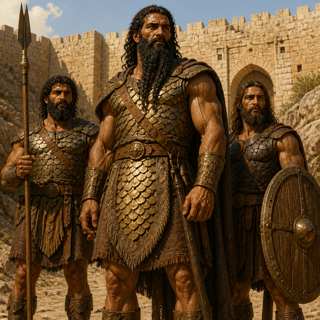 Oil-painting style portrait of Talmai, son of Anak, Son of Anak and giant of Hebron who was defeated by Caleb