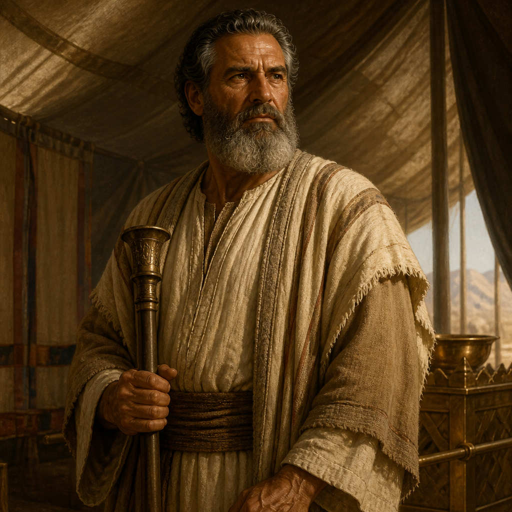 Oil-painting style portrait of Uzziel, Son of Kohath, Uncle of Moses and Aaron and founder of the Uzzielite clan of Levites