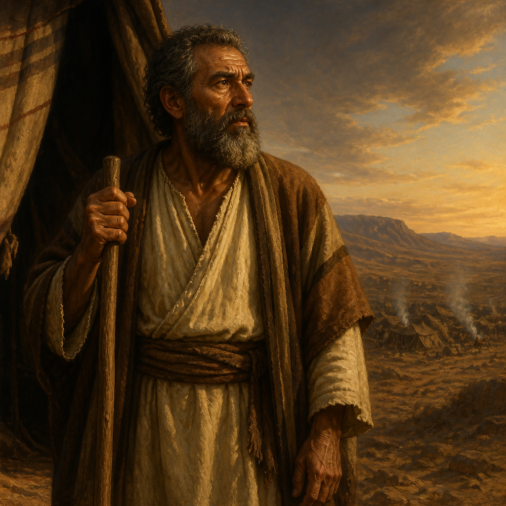 Oil-painting style portrait of Vophsi, Father of Nahbi the spy from the tribe of Naphtali