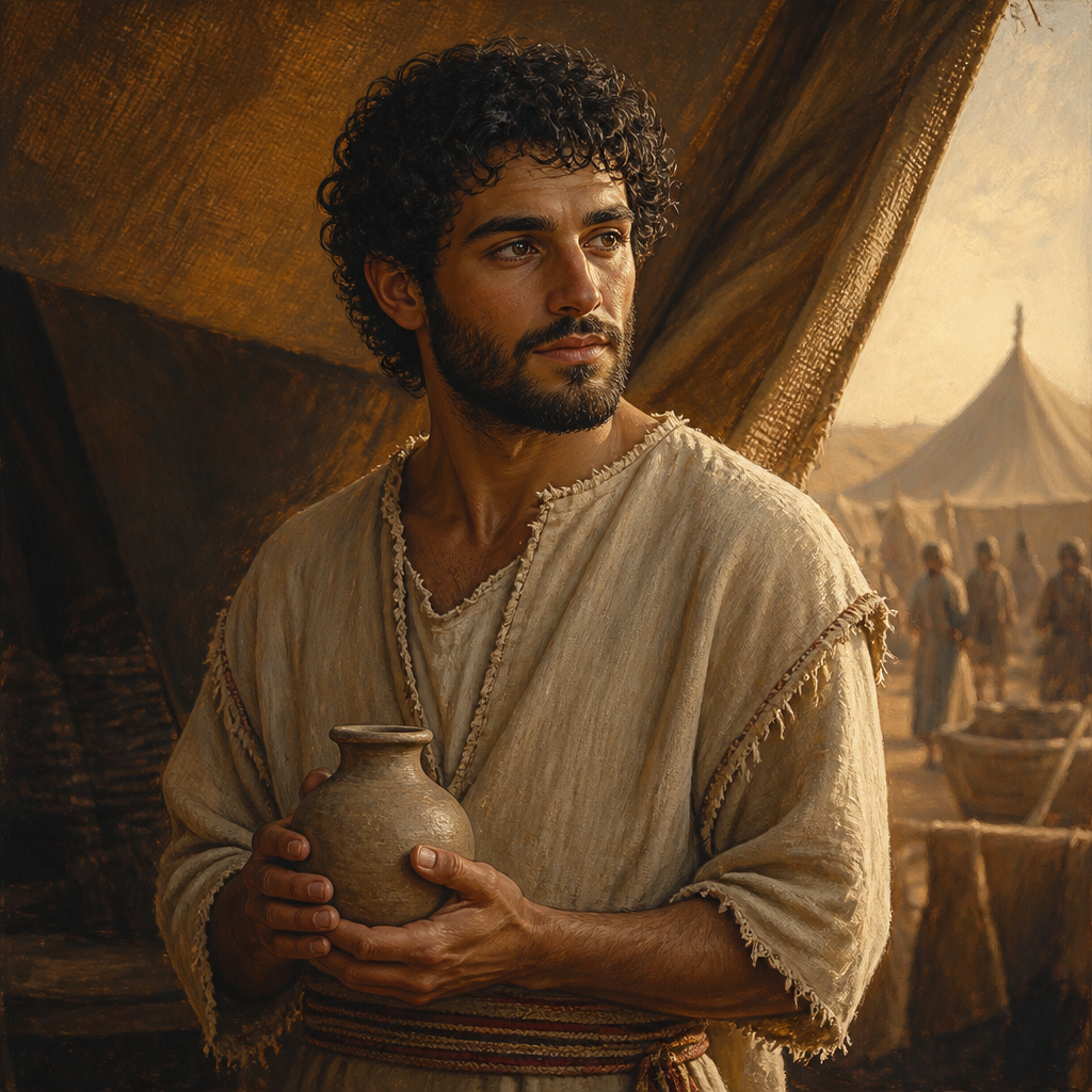 Oil-painting style portrait of Zichri, Levite of the Exodus, Levite son of Izhar and brother of Korah mentioned in the Exodus genealogies