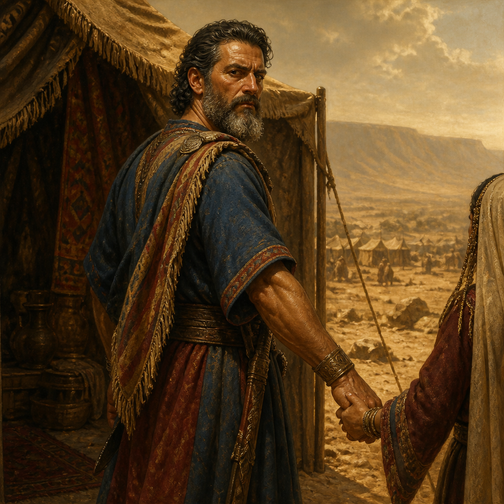 Oil-painting style portrait of Zimri, Son of Salu, Simeonite leader executed by Phinehas for bringing a Midianite woman into the camp