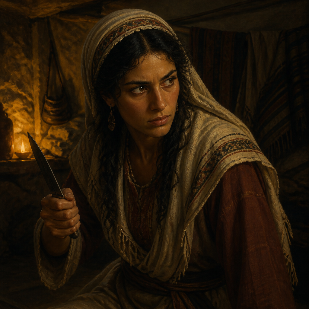 Oil-painting style portrait of Zipporah, Wife of Moses who circumcised her son to save Moses' life