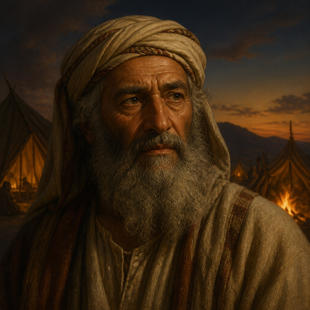 Oil-painting style portrait of Zuar, Father of Nethanel the leader of the tribe of Issachar