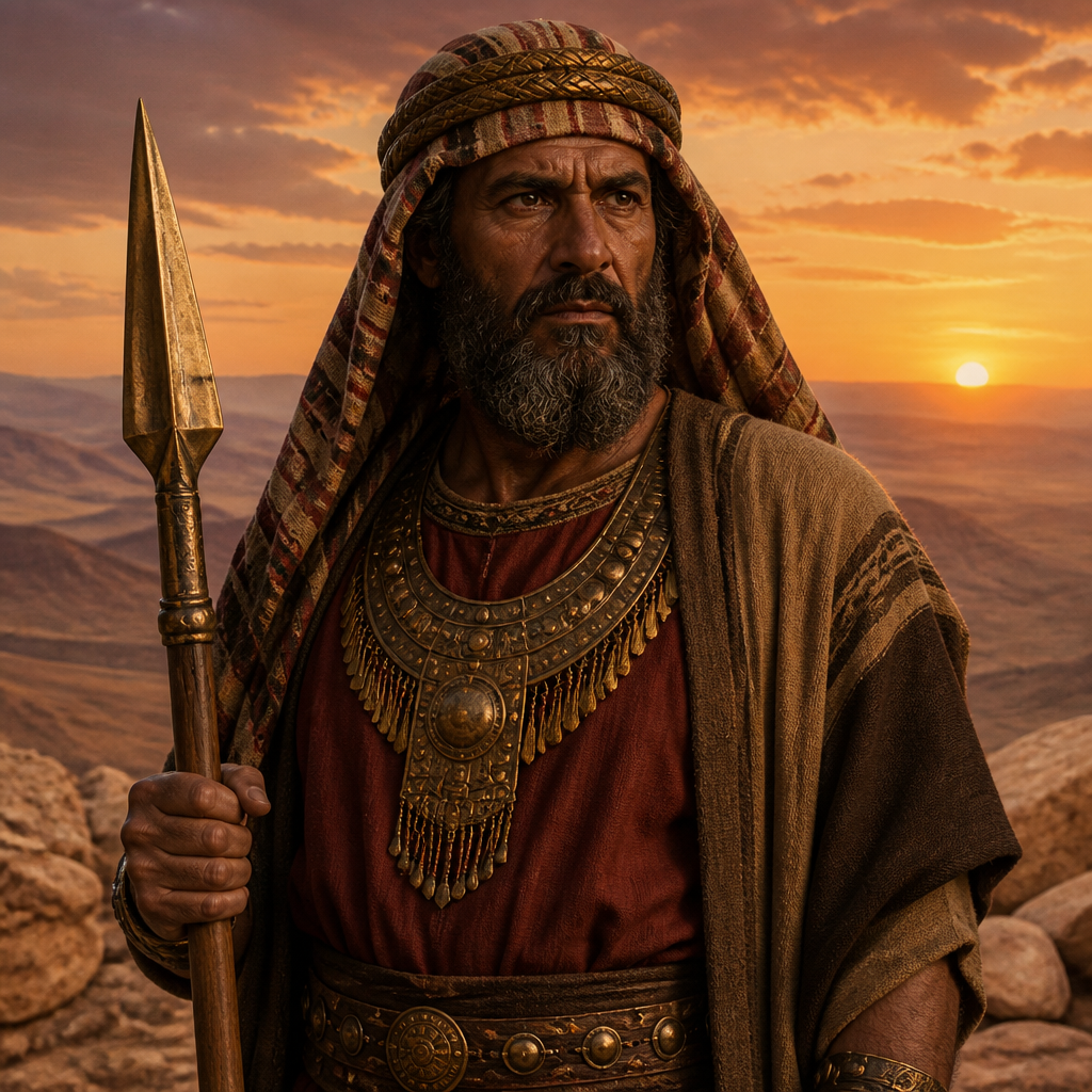 Oil-painting style portrait of Zur, King of Midian, King of Midian who was slain during the Israelite campaign in the wilderness