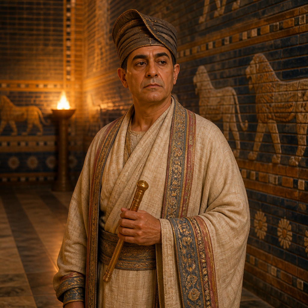 Oil-painting style portrait of Abagtha, Eunuch of King Ahasuerus who was commanded to bring Queen Vashti before the king