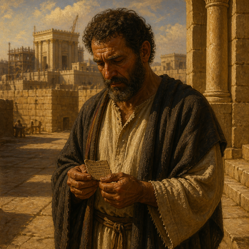 Oil-painting style portrait of Adaiah, Contemporary of Nathan and Shelemiah, Jewish returnee from Babylon listed among those who married foreign wives in the time of Ezra
