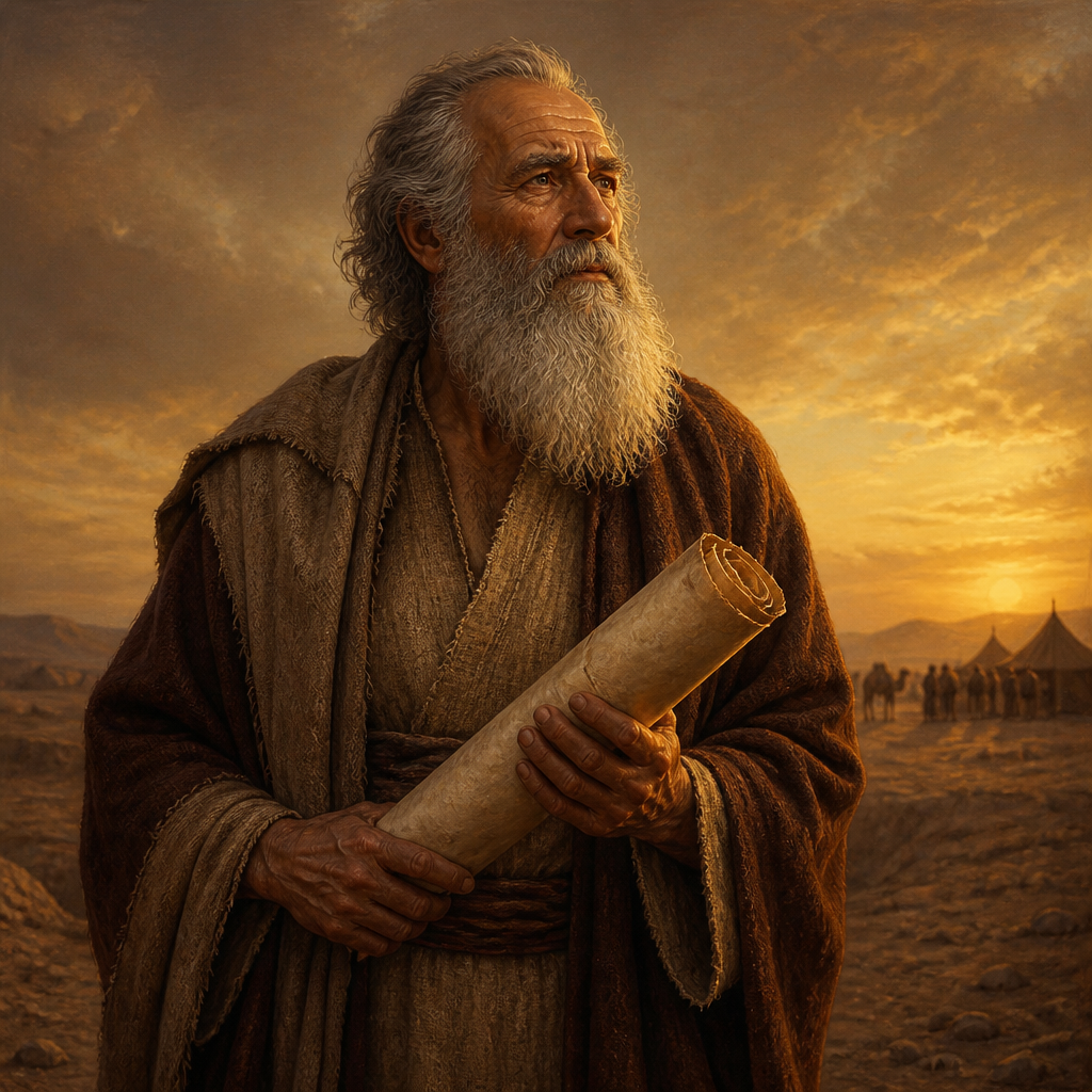 Oil-painting style portrait of Adin, Progenitor of an Exilic Clan, Patriarch whose descendants returned to Jerusalem from the Babylonian Exile