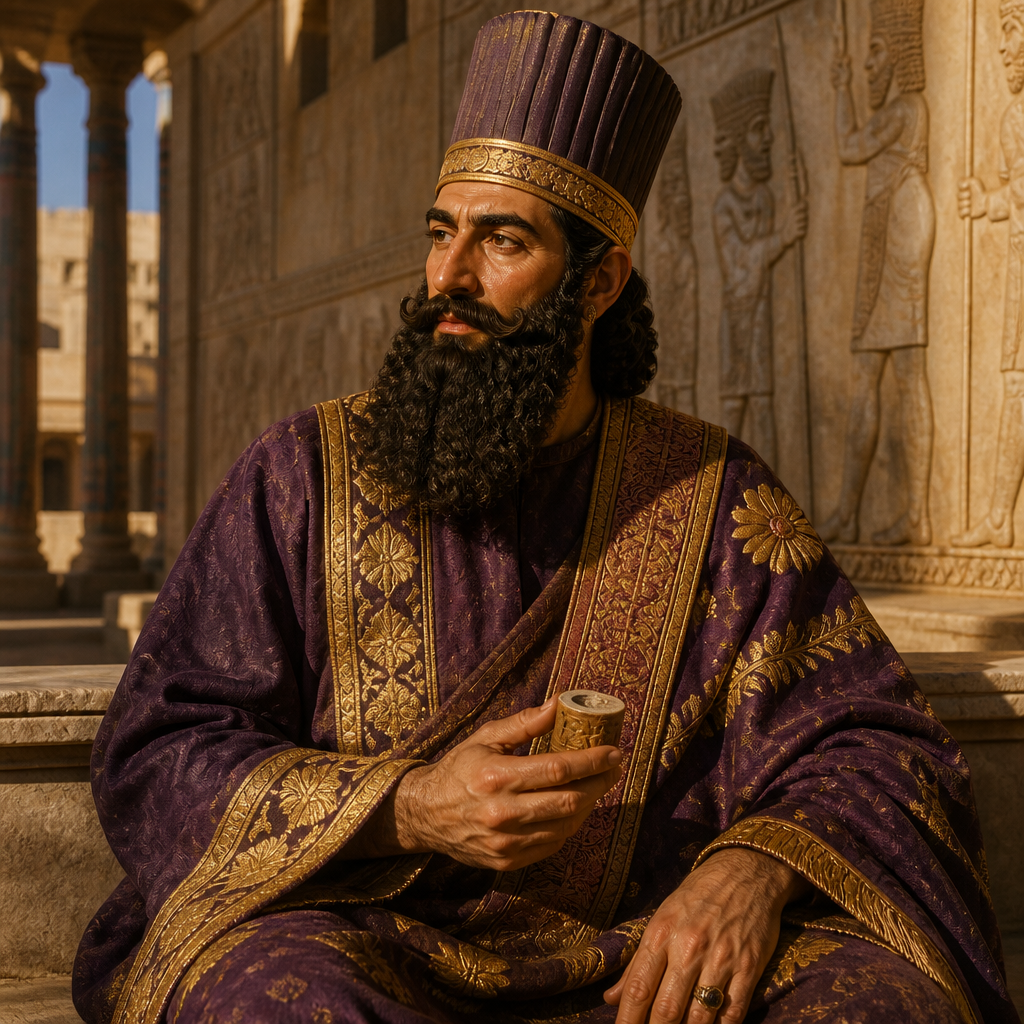 Oil-painting style portrait of Admatha, Prince of Persia who was one of the seven high-ranking advisors to King Ahasuerus