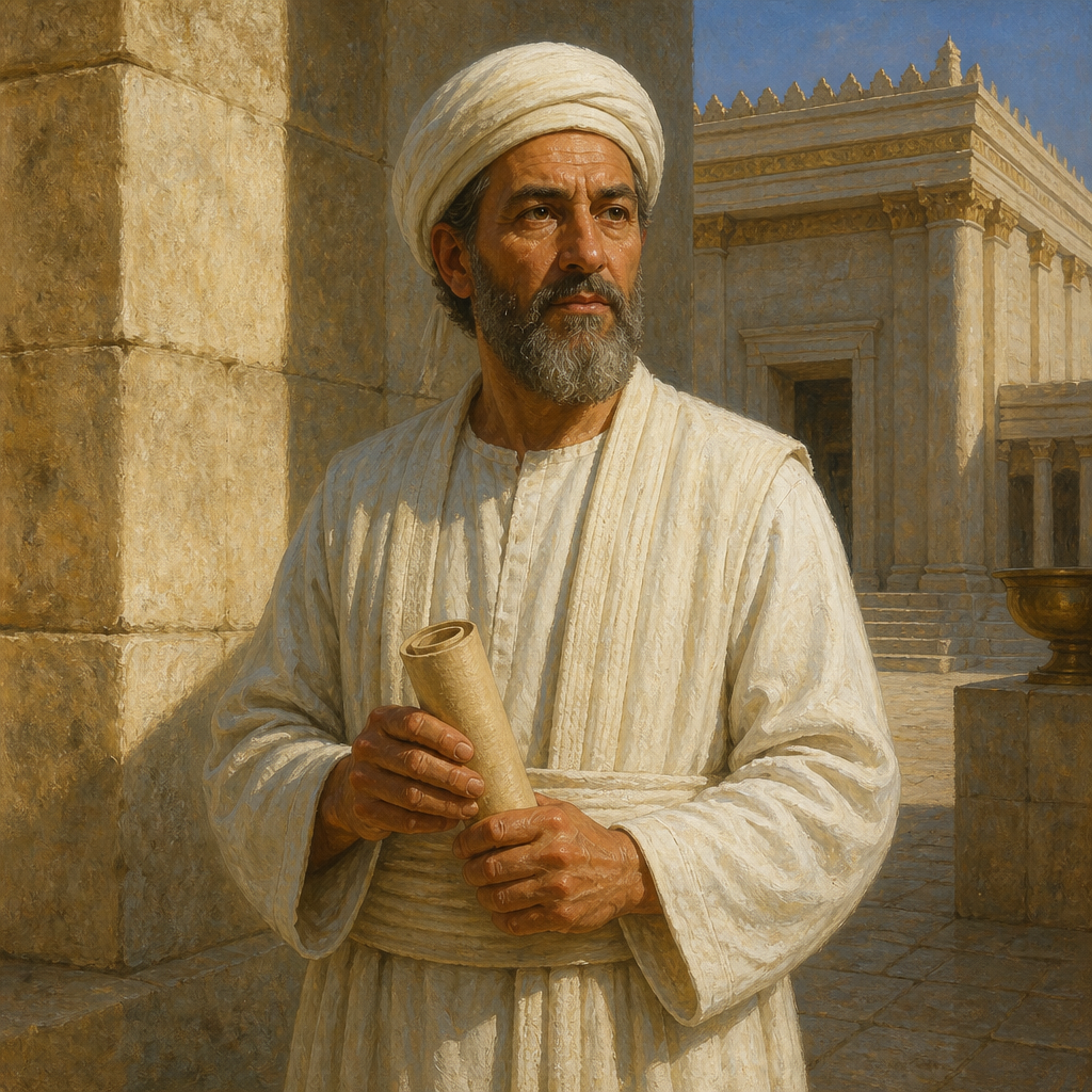 Oil-painting style portrait of Adna, Priest of the Post-Exilic Period, Priest who served as the head of the house of Harim during the time of Joiakim