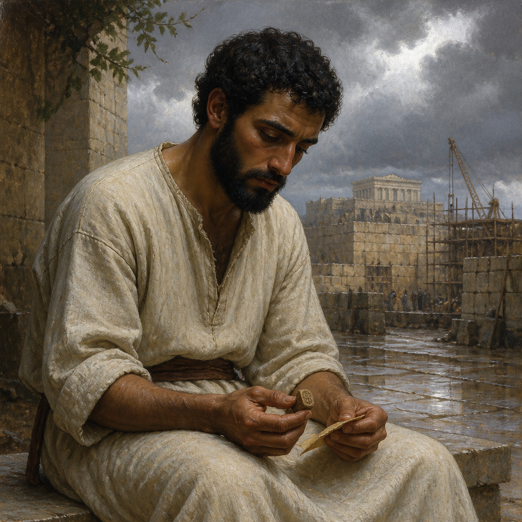 Oil-painting style portrait of Amariah, Returnee in Ezra 10, Judean returnee who repented for marrying a foreign wife during Ezra's reforms