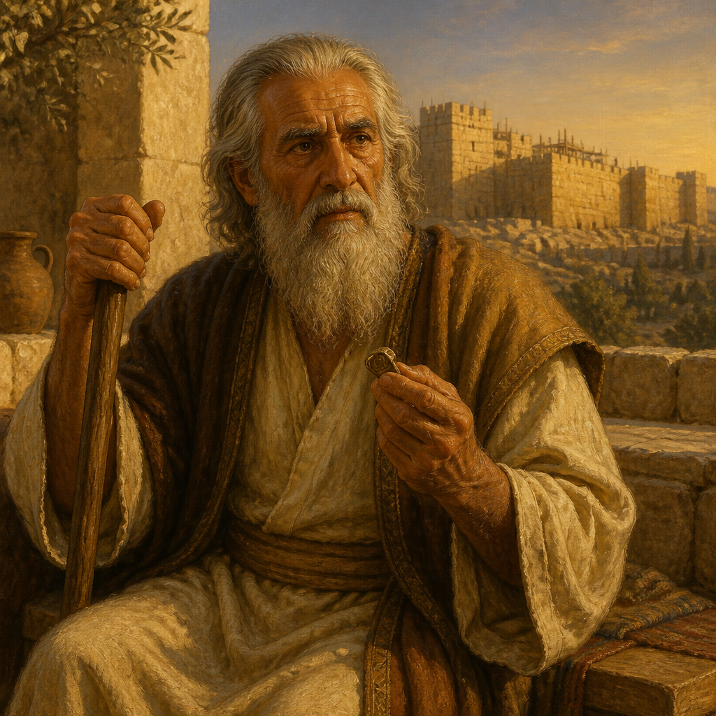 Oil-painting style portrait of Arah, Father of Shecaniah, Patriarch whose descendants married into the family of Tobiah the Ammonite