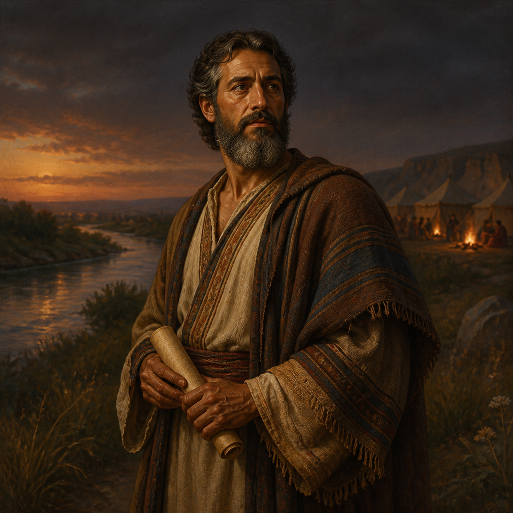 Oil-painting style portrait of Ariel, Leader of the Post-Exilic Return, Leader among the Jewish exiles who helped Ezra recruit Levites for the temple service