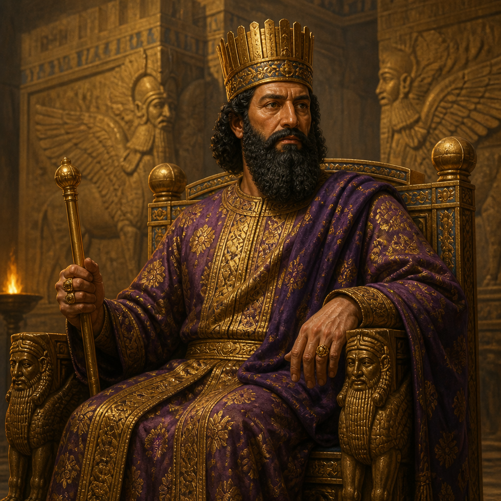 Oil-painting style portrait of Artaxerxes, King of Persia who issued the decree for Ezra’s return and authorized Nehemiah to rebuild Jerusalem’s walls