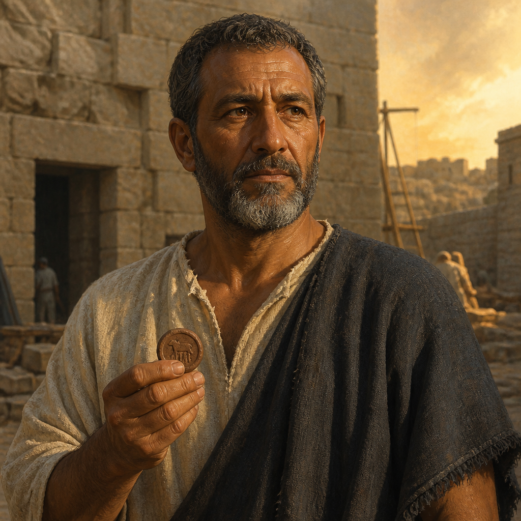 Oil-painting style portrait of Asahel, Father of Jonathan, father of Jonathan, one of the few men who opposed Ezra's plan for addressing foreign marriages