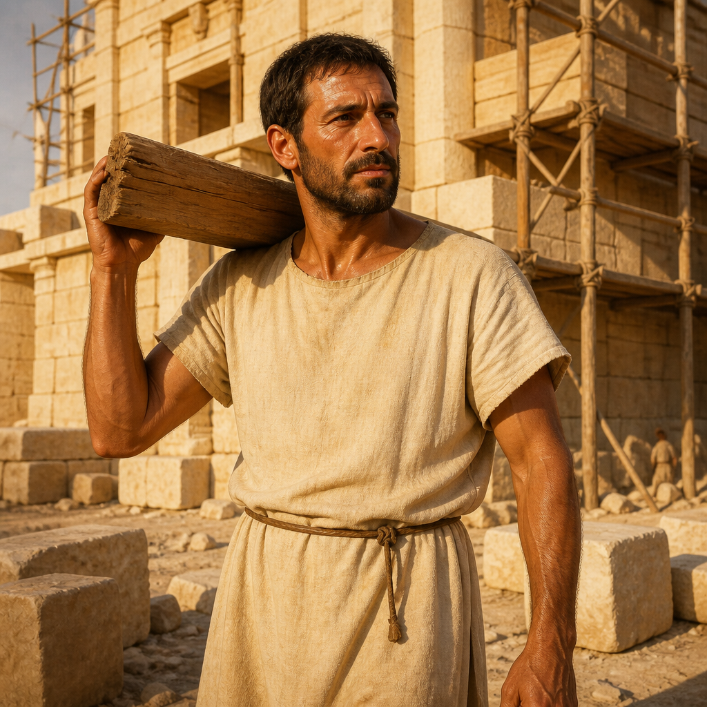 Oil-painting style portrait of Asen, Temple servant who returned from the Babylonian exile