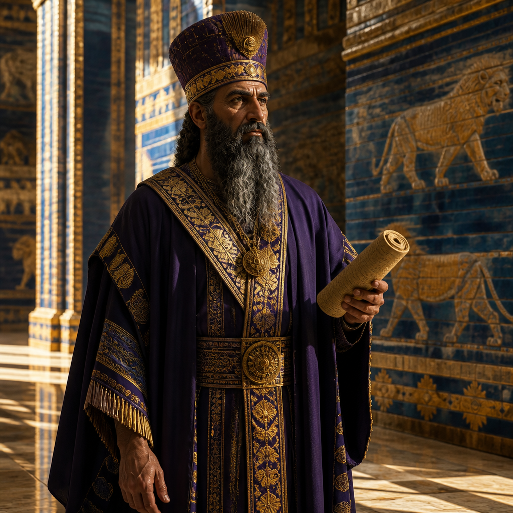 Oil-painting style portrait of Ashpenaz, Chief court official who selected Daniel and the Hebrew youths for service in Babylon