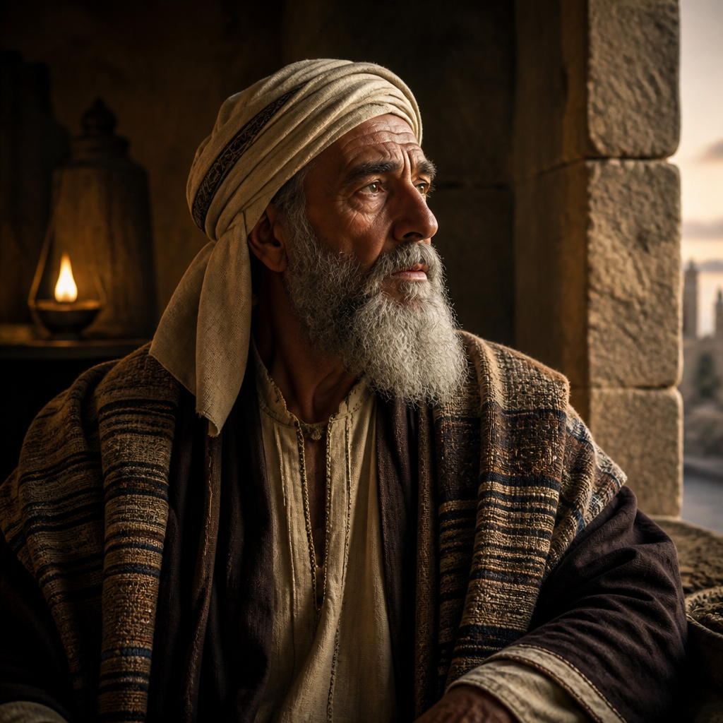 Oil-painting style portrait of Athaliah, Father of Jeshaiah, Patriarch of a family that returned from the Babylonian Exile under the leadership of Ezra