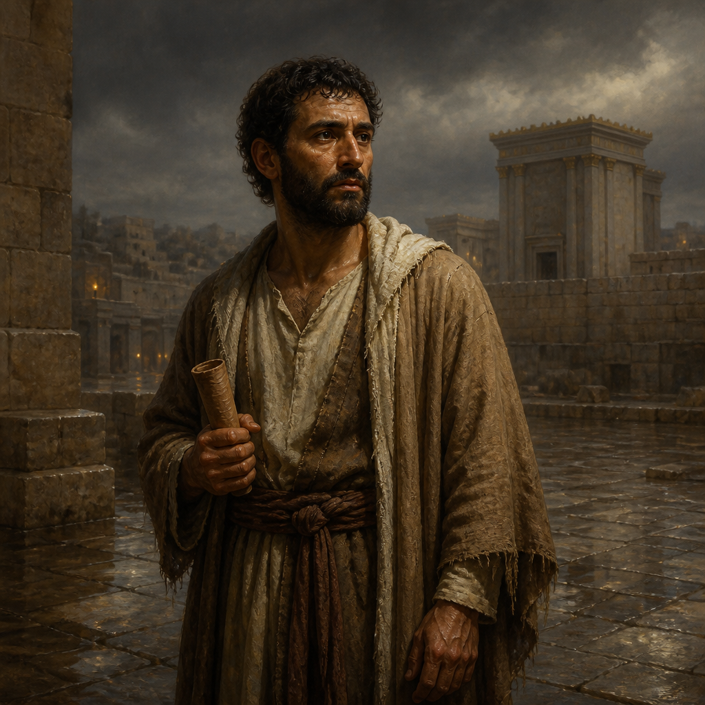 Oil-painting style portrait of Athlai, Descendant of Bebai who divorced his foreign wife during Ezra's reforms