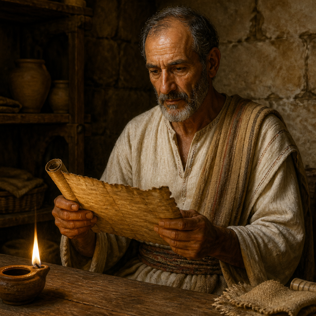 Oil-painting style portrait of Azrikam, Levite of the Post-Exilic Period, Levite ancestor whose descendants helped resettle Jerusalem after the Babylonian exile